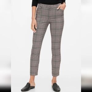 Gap Signature Skinny Ankle Bistretch Pants Black And Pink Plaid